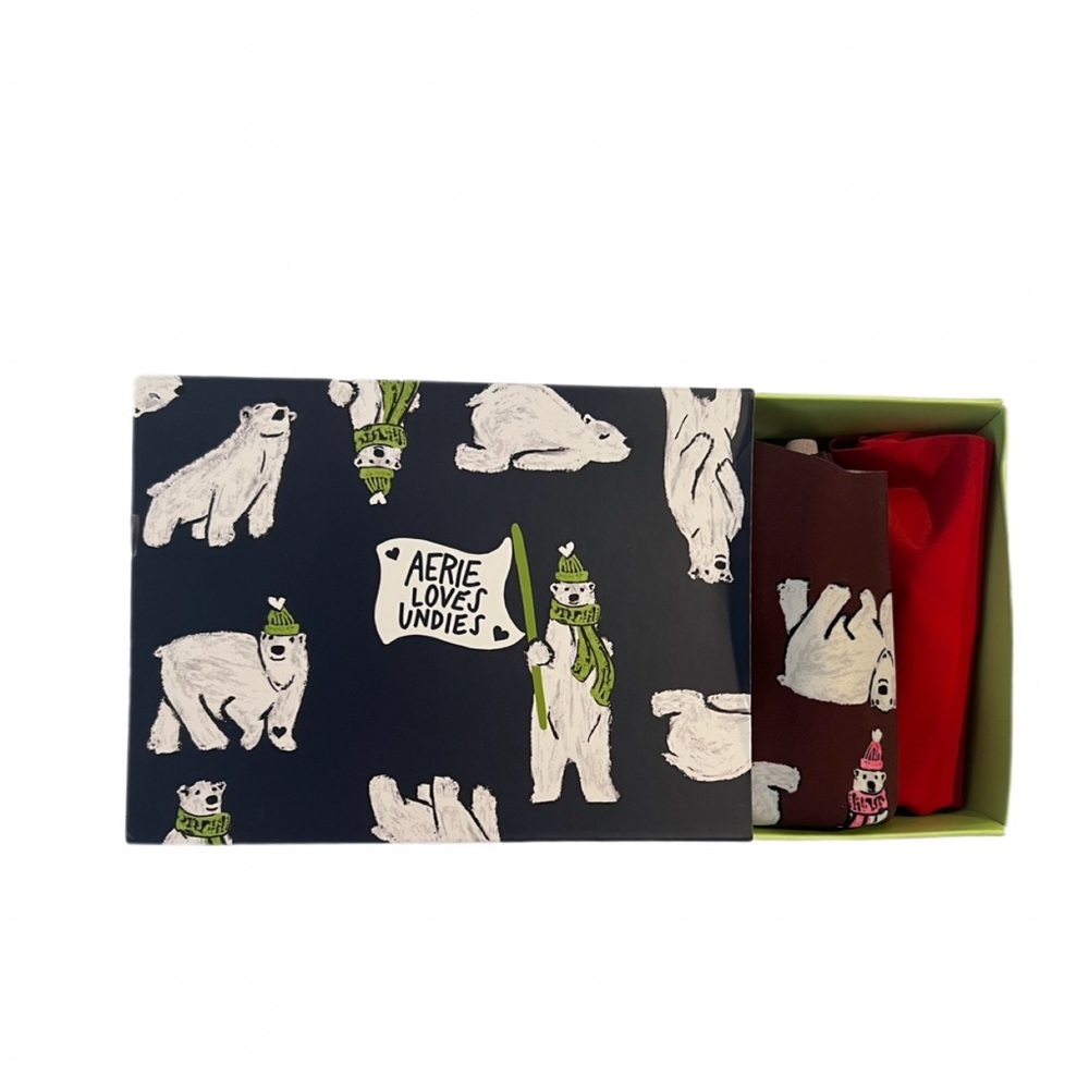 Aerie Winter Print No Show Thong Five Pack Set Medium